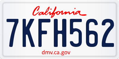 CA license plate 7KFH562