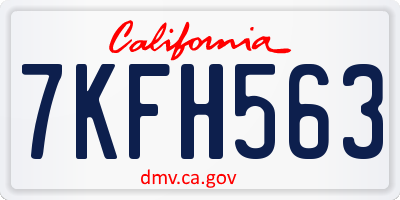 CA license plate 7KFH563