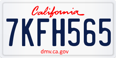 CA license plate 7KFH565