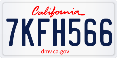 CA license plate 7KFH566