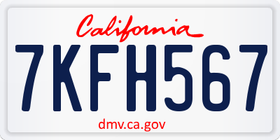 CA license plate 7KFH567