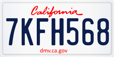CA license plate 7KFH568