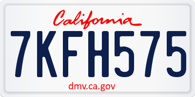 CA license plate 7KFH575