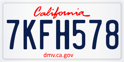 CA license plate 7KFH578