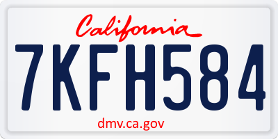 CA license plate 7KFH584