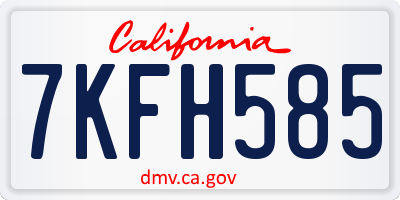 CA license plate 7KFH585