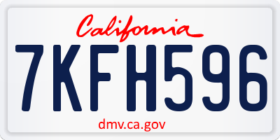 CA license plate 7KFH596