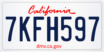 CA license plate 7KFH597