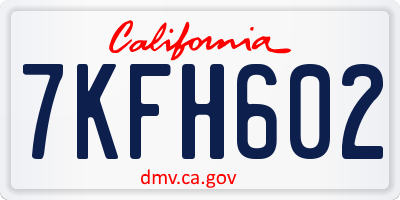 CA license plate 7KFH602