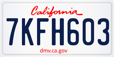 CA license plate 7KFH603