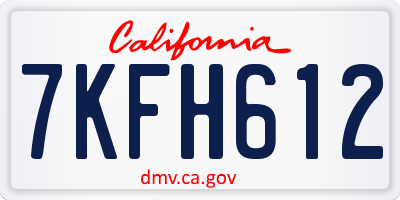 CA license plate 7KFH612