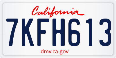 CA license plate 7KFH613