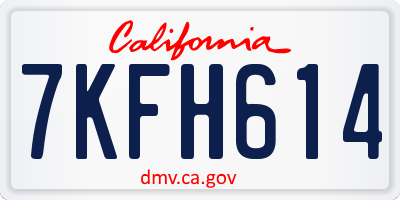 CA license plate 7KFH614