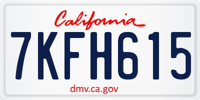 CA license plate 7KFH615