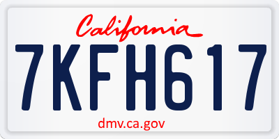 CA license plate 7KFH617