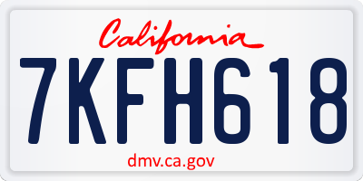 CA license plate 7KFH618
