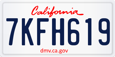 CA license plate 7KFH619