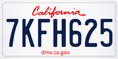 CA license plate 7KFH625