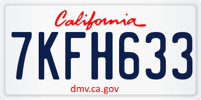 CA license plate 7KFH633