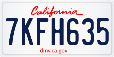 CA license plate 7KFH635