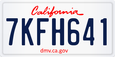 CA license plate 7KFH641