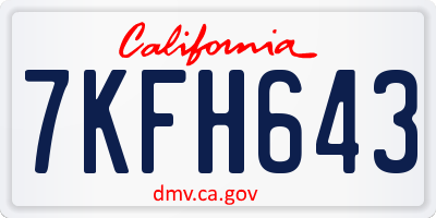 CA license plate 7KFH643