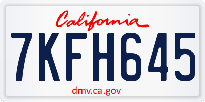 CA license plate 7KFH645