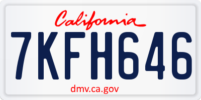CA license plate 7KFH646
