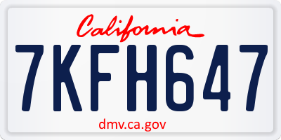CA license plate 7KFH647