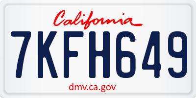 CA license plate 7KFH649