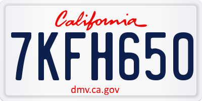 CA license plate 7KFH650