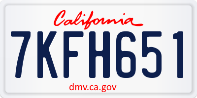 CA license plate 7KFH651