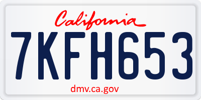 CA license plate 7KFH653