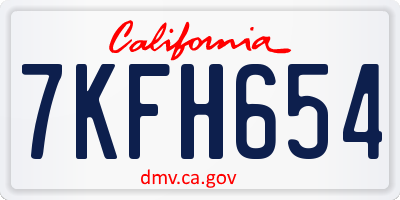 CA license plate 7KFH654