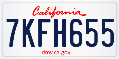 CA license plate 7KFH655