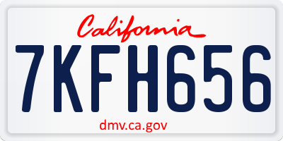 CA license plate 7KFH656