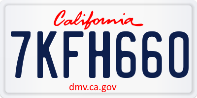 CA license plate 7KFH660