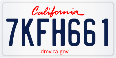 CA license plate 7KFH661