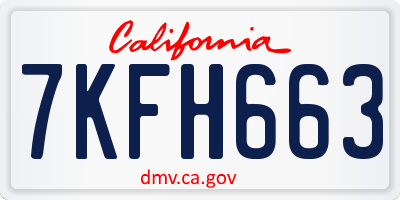 CA license plate 7KFH663