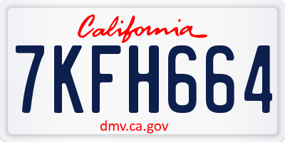CA license plate 7KFH664