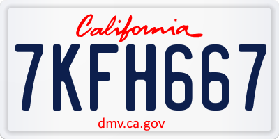 CA license plate 7KFH667