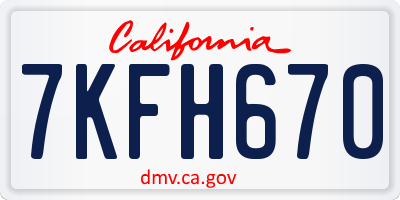 CA license plate 7KFH670