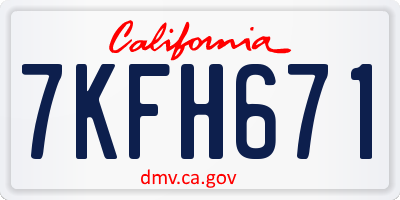 CA license plate 7KFH671