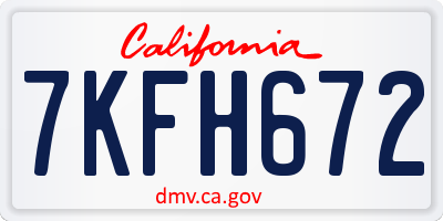 CA license plate 7KFH672