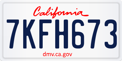 CA license plate 7KFH673