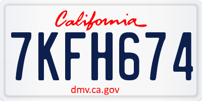 CA license plate 7KFH674
