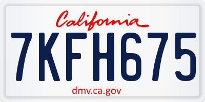 CA license plate 7KFH675
