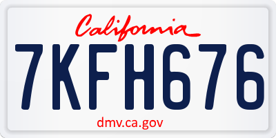 CA license plate 7KFH676