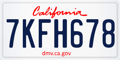 CA license plate 7KFH678