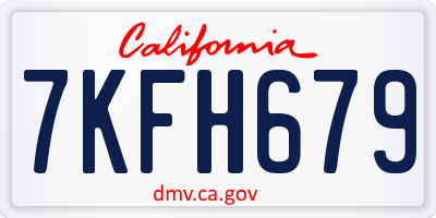 CA license plate 7KFH679